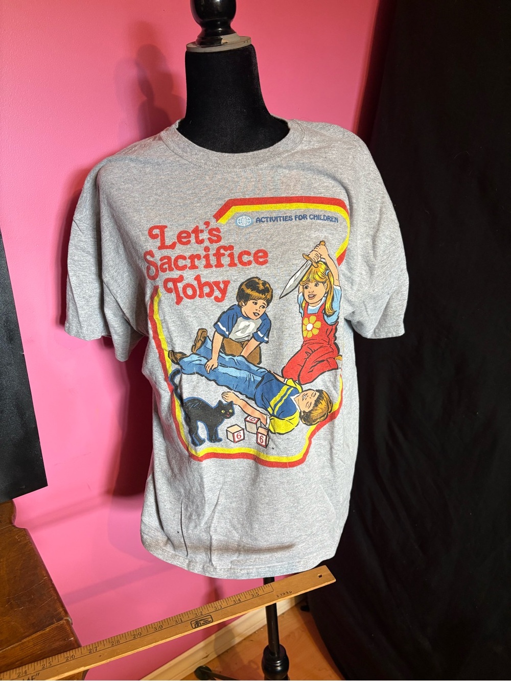 Mens Gray Graphic Tee - 'Let's Sacrifice Toby'